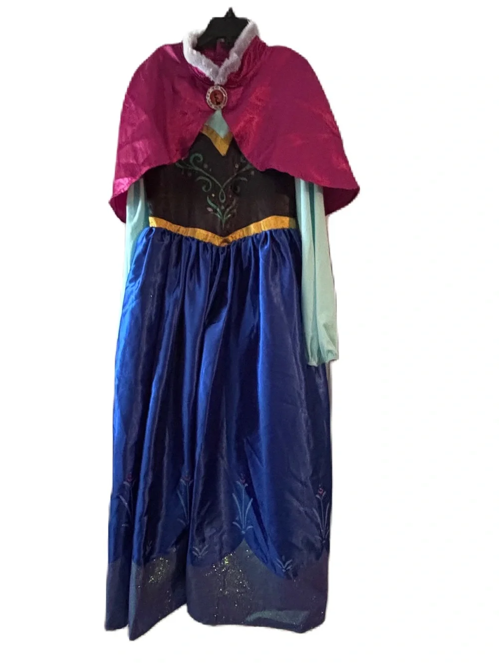 Disney Collection Frozen Anna Royal Blue & Pink Cape Princess Dress Costume 9/10